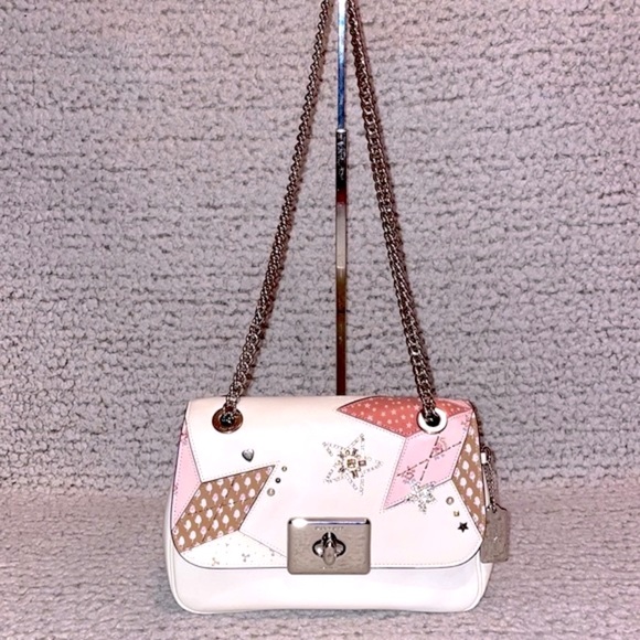 New Coach Cassidy Star Patchwork Embellished Chain Crossbody Bag Shoulder Purse - Picture 5 of 16